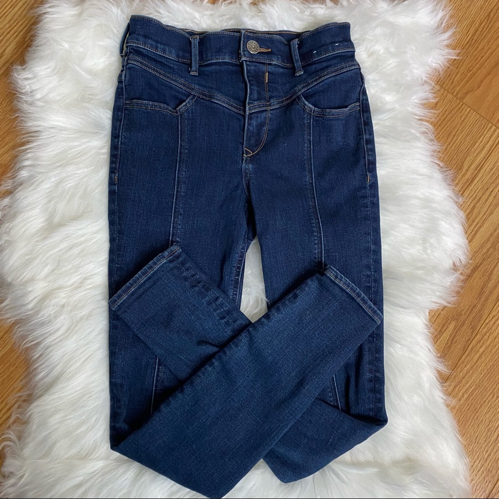 Express Denim Ankle High Rise Medium Wash Skinny Jeggings Size 0R No Pockets